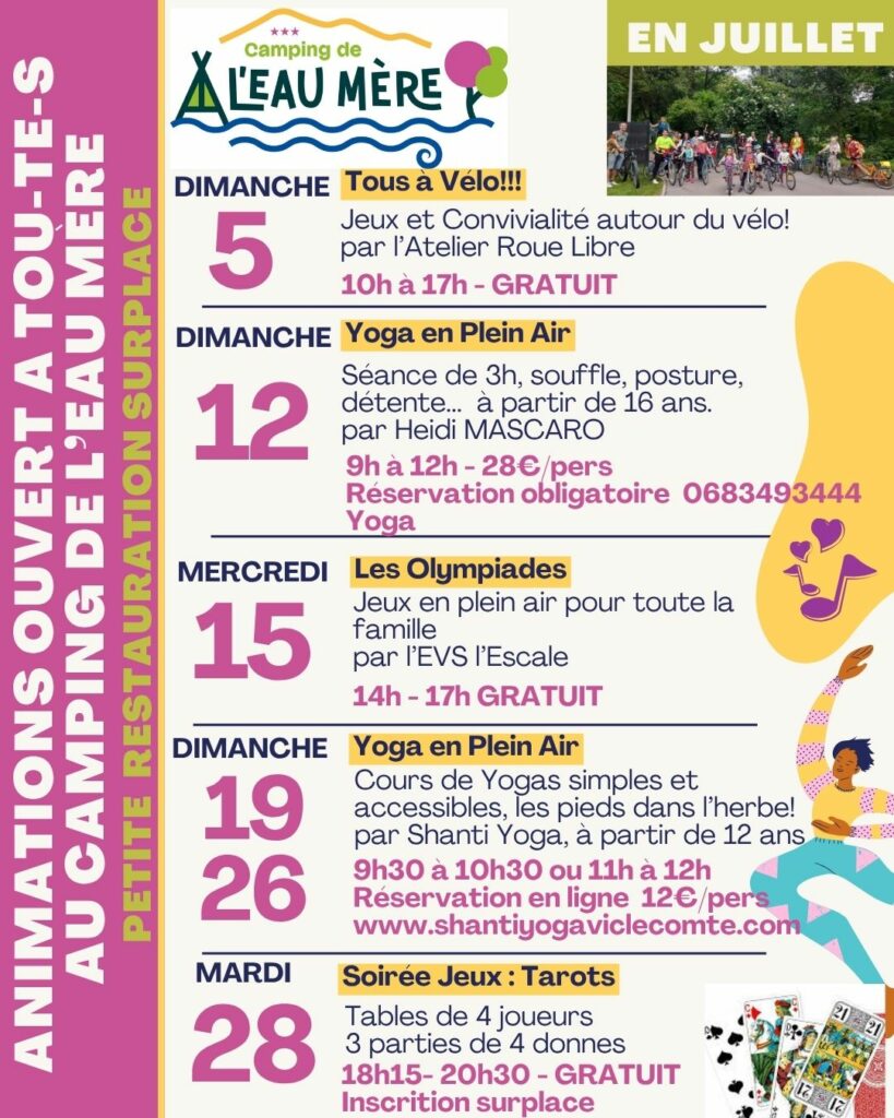 yoga, flash mob, à 10 mn d'Issoire camping